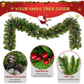 3pcs Pre-lit Christmas Decoration Set, 2 Packs 4''Christmas Entrance Trees and 9' Garland, Green Artificial Xmas Decorative Set for Door Fireplace W/Warm Lights