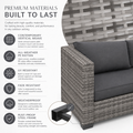 7 Pieces Patio Funiture Set, Outdoor Furniture Sectional Sofa Set,Manual Wicker Rattan Patio Conversation Set Heavy-duty Frame, with Cushions and Table, Gray