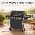 Seizeen 72,000 BTU Powerful Gas Grill, 6-Burner Propane BBQ Grill with Side Burner, w/Cast Iron Grates, Warming Rack, Thermometer