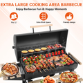 SEIZEEN Charcoal Grill with Thermometer & Large Cooking Space, Smoker Grill, BBQ Grills for Camping & Picnic, Iron, Black