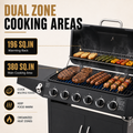6-Burner Propane Gas Grill with Side Burner, 59000 BTU Outdoor BBQ Grill with Porcelain-Enameled Grates, Warming Rack, Side Tables, Bottle Opener, Thermometer & Wheels for Patio Backyard Cooking