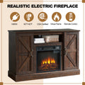 TV Stand with Fireplace for 55'' TV - Electric Fireplace TV Stand W/ Remote Control & Virtual Flame, Adjustable Fireplace Entertainment Center TV Console with Storage for Home Living Room, Brown