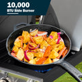 BBQ Grill, Seizeen Gas Grill with Side Burner, 40,000BTU 3-Burner Propane Grill w/Storage Cabinet, Steel Brush, Stainless Steel Camping for Backyard Patio, Portable Design on Wheels