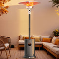 Patio Heater for Outdoor Use, 50,000BTU Propane Heater with Wheels and Adjustable Thermostat, Heavy Duty Stainless Steel Patio Heater, Freestanding Heater for Backyard, Deck, Garden, Silver