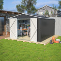 10' x 12' Outdoor Shed, Multipurpose Storage Shed Heavy-Duty Frame, Peak Garden Tool Shed w/Double Doors, Extra Large Size Metal Shed for Patio Lawn Yard