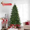 6ft Pre-lit Christmas Tree, Lighted Artificial Pine Tree w/728 Tips, 300pcs Warm Lights, 3-step Assembly, Green