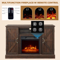 TV Stand with Fireplace for 55'' TV - Electric Fireplace TV Stand W/ Remote Control & Virtual Flame, Adjustable Fireplace Entertainment Center TV Console with Storage for Home Living Room, Brown