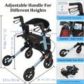 Walkers for Seniors with Seat, Lightweight Folding Aluminum Rolling Rollator Walker, All-Terrain Wheels, Adjustable Height, Dual Hand Brakes, Compact Foldable Mobility Aid for Elderly Adults
