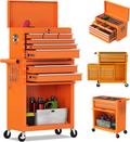 8-Drawer Tool Box on wheels, 2-IN-1 Rolling Tool Chest & Cabinet Large Capacity with , Lockable Tool Organizer for Garage Workshop Warehouse, Hidden Double Tool Box