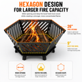 Seizeen Fire Pit for Outside, 22.5 Inch Portable Hexagon Fire Pit with Travel Bag — Smokeless Patented Design Outdoor Wood Burning Fire Pit for Camping, Backyard, Patio, Bonfire, Picnic and BBQ, Diagonal Hollow Style