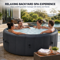 85" Inflatable Hot Tub for 4-6 Persons, Portable Outdoor Spa Tub with 150+ Air Jets, 104°F Heating, 6-Color Ambient LED Lights, Bubble Massage, One-Touch Inflation, Filter System, Cover & Floor Mat