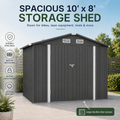Seizeen 10x8 FT Metal Storage Shed, All-Weather Outdoor Utility Shed with Air Vent, Lockable Hinged Doors, Sloped Roof, Galvanized Steel Walk-in Garden Tool Shed for Bike, Lawn Mower, Patio Backyard Storage