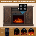 TV Stand with Fireplace for 55'' TV - Electric Fireplace TV Stand W/ Remote Control & Virtual Flame, Adjustable Fireplace Entertainment Center TV Console with Storage for Home Living Room, Brown
