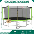 16FT Kids Trampoline with Hoop - Outdoor Trampoline W/Enclosure Net & Ladder, XXL Round Trampolines with Steel Support, Max Weight Capacity 1320LBS