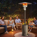 Patio Heater for Outdoor Use, 50,000BTU Propane Heater with Wheels and Adjustable Thermostat, Heavy Duty Stainless Steel Patio Heater, Freestanding Heater for Backyard, Deck, Garden, Silver