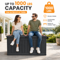 1000LBS Deck Box for Outdoor, 230GAL Resin Storage Bench Toy Box, Patio Pool Furniture Cushion Storage Waterproof, Automatically-Open Lid w/Reinforced Steel Beam