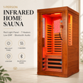 Seizeen Infrared Sauna with Red Light Lamp, 1-2 Persons Indoor Dry Sauna Room with 7 Carbon Crystal Heaters, Low EMF Okoume Wood Home Sauna Beaty Lamp, 7 Color Chromotherapy, Bluetooth Speaker