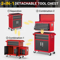 Rolling Tool Chest with 8 Drawers, Multifunctional Steel Toolbox Organizer, Tool Storage Cabinet with Detachable Topbox, Garage Tool Cart w/Universal Weels,Hanging Box, Hooks, DIY Anti-slip Mat