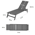 Seizeen Outdoor Chaise Lounge, Patio Lounge Chair with Wheels All Weather, Five-Position Adjustable Lounge Chair for Poolside Deck Porch Backyard, Gray Aluminum Frame Outdoor Furniture