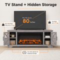 75" Fireplace TV Stand for TVs up to 80", Entertainment Center with 44" Electric Fireplace, 1500W Infrared Quartz Heater, Remote Control and Timer, TV Media Console Cabinet w/2 Doors & Shelves