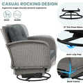 3-Piece Outdoor Swivel Rocking Chairs Set, Weather-Resistant Patio Furniture for Porch Backyard Poolside, with Coffee Table & Thick Cushions, Easy Assembly, Wicker 360° Swivel Rocker Bistro Set
