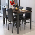 5 Piece Kitchen Dining Table and Chair Set, Dining Room Table Set with Faux Marble Table PU Leather Padded Chairs, Rectangle Dining Table Set for 4, Dinette Set for Kitchen Dining Room Small Space