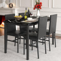 5 Piece Kitchen Dining Table and Chair Set, Dining Room Table Set with Faux Marble Table PU Leather Padded Chairs, Rectangle Dining Table Set for 4, Dinette Set for Kitchen Dining Room Small Space