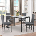 5 Piece Kitchen Dining Table and Chair Set, Dining Room Table Set with Faux Marble Table PU Leather Padded Chairs, Rectangle Dining Table Set for 4, Dinette Set for Kitchen Dining Room Small Space