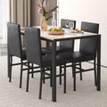 5 Piece Kitchen Dining Table and Chair Set, Dining Room Table Set with Faux Marble Table PU Leather Padded Chairs, Rectangle Dining Table Set for 4, Dinette Set for Kitchen Dining Room Small Space