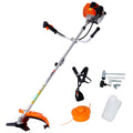 33cc Gas Weed Eater, 7-in-1 2-Cycle Gas Powered String Trimmer and Brush Cutter with Edger, Metal Blades, Quick-Change Attachments, Shoulder Harness and Safety Gear, Blue/Black