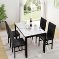 5 Piece Kitchen Dining Table and Chair Set, Dining Room Table Set with Faux Marble Table PU Leather Padded Chairs, Rectangle Dining Table Set for 4, Dinette Set for Kitchen Dining Room Small Space