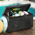 Seizeen 200Gal Outdoor Storage Box on Wheels, PE Rattan Wicker Deck Box, Pool Storage Bin for Patio Cushions Toys, Lockable Patio Storage Furniture Raised Design, All-weather Waterproof Liner