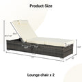 Seizeen 2pcs Chaise Lounge Chair, Rattan Wicker Outdoor Lounge Chair for Patio Poolside, All-weather Recliner for Beach w/Beige Cushion, Pillow, Back Adjustable