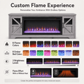 75" Fireplace TV Stand for TVs up to 80", Entertainment Center with 44" Electric Fireplace, 1500W Infrared Quartz Heater, Remote Control and Timer, TV Media Console Cabinet w/2 Doors & Shelves