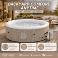 Seizeen 6 Person Inflatable Hot Tub, 80 Inch Portable Outdoor Spa with 140 Air Jets, 259 Gal Heated Bubble Massage Spa with Cover, Wood Brown