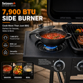 4 Burner Propane Gas Grill with Side Burner, 42000 BTU Stainless Steel BBQ Grill with Cast Iron Grates, 534 Sq In Cooking Area, Outdoor Barbecue Grill with Side Tables for Patio Backyard Cooking
