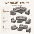 Seizeen Outdoor Furniture, 7PCS Patio Furniture Set Sectional Sofa with Cushions, Front Porch Balcony Furniture Conversation Couch Set with Table