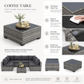 7 Pieces Patio Funiture Set, Outdoor Furniture Sectional Sofa Set,Manual Wicker Rattan Patio Conversation Set Heavy-duty Frame, with Cushions and Table, Gray