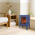 18" Electric Fireplace Heater, Freestanding Space Heater with 3D Realistic Flame, 1400W/700W, Overheat Protection, Classic Blue Indoor Electric Fireplace for Home Living Room Bedroom, Blue