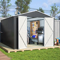 10' x 12' Outdoor Shed, Multipurpose Storage Shed Heavy-Duty Frame, Peak Garden Tool Shed w/Double Doors, Extra Large Size Metal Shed for Patio Lawn Yard
