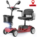 Mobility Scooters for Seniors, Adults Folding Mobility Scooters w/Basket, 24V Electric Scooter Wheelchair, Adjustable Seat, LED Light, Up to 12 Miles, 265 lbs, Red