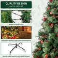 Seizeen 6.5FT Lighted Christmas Tree, Green Pre-lit Artificial Tree with 350 LED Lights Pine Cones, Berries, Flocked Xams Tree Decor for Indoor Outdoor Home Holiday, 1200 Branch Tips
