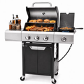 Seizeen 40,500 BTU Propane Gas Grill with Side Burner, Stainless Steel 3 Burner Barbecue Grill Portable on Wheels, with Bottle Opener, for Camping Patio Outdoor Cooking