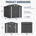 Seizeen 10x8 FT Metal Storage Shed, All-Weather Outdoor Utility Shed with Air Vent, Lockable Hinged Doors, Sloped Roof, Galvanized Steel Walk-in Garden Tool Shed for Bike, Lawn Mower, Patio Backyard Storage