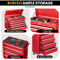Seizeen Tool Box Rolling Tool Chest, 8-Drawer Storage Tool Cabinet, Garage Warehouse Lockable Tool Organizer with Linner, Side Shelf, Black
