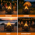 16 Inch Square Fire Pit, Portable Outdoor Wood Burning Firepit with Slatted Steel Panels, Compact Backyard Fireplace Fire Pit Bowl for Patio, Camping, Beach, Garden & Outdoor Gatherings