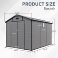 10x7.6ft Shed and Outdoor Storage, Garden Tool Resin Shed w/ Double Lockable Doors, All-Weather XXL Patio Storage Sloped Roof, Backyard Bike Shed with 2 Windows