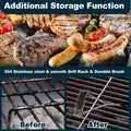 BBQ Grill, Seizeen Gas Grill with Side Burner, 40,000BTU 3-Burner Propane Grill w/Storage Cabinet, Steel Brush, Stainless Steel Camping for Backyard Patio, Portable Design on Wheels