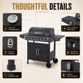 Seizeen 6 Burner Propane Gas Grill, 59000 BTU BBQ with Side Burner, 576 Sq In Cooking Area, Porcelain-Enameled Grates