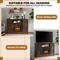TV Stand with Fireplace for 55'' TV - Electric Fireplace TV Stand W/ Remote Control & Virtual Flame, Adjustable Fireplace Entertainment Center TV Console with Storage for Home Living Room, Brown